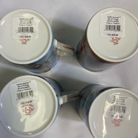 Lenox Porcelain Holiday Dimension Santa’s Journey Mugs Cups - Set of 4 - Picture 2 of 7